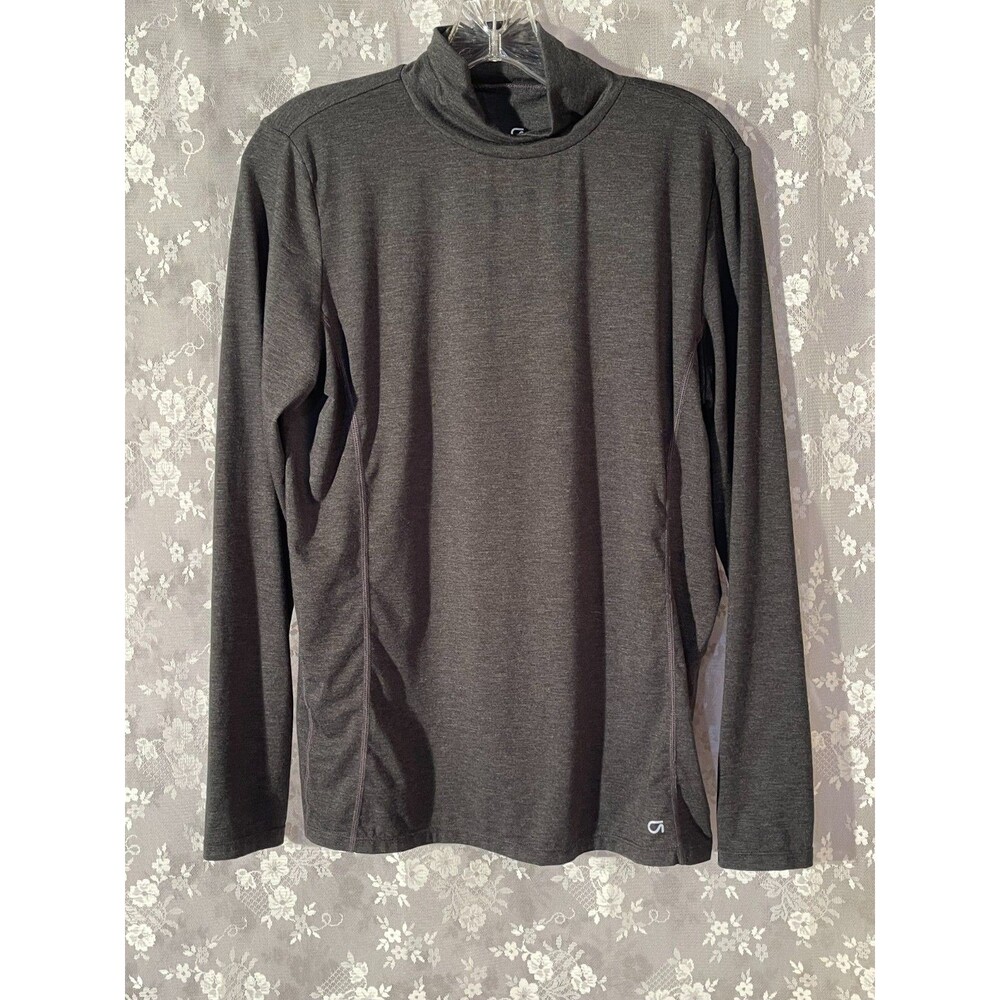 Gap Fit Dark Heather Gray Long Sleeve Shirt Size Large Mock Neck Layering Winter